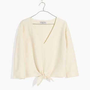 Madewell Long-Sleeve Tie-Front Top Ivory